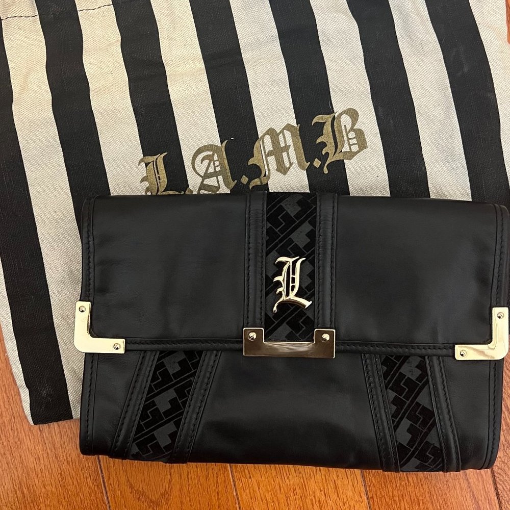 LAMB by Gwen Stefani Black Leather Clutch